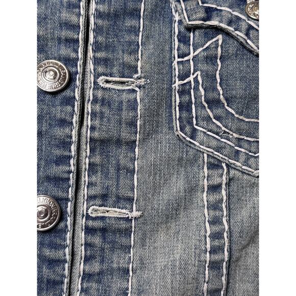 Men's Vintage True Religion Jimmy Super T Blue Denim Jacket Size Medium (Flaws) - Picture 9 of 10